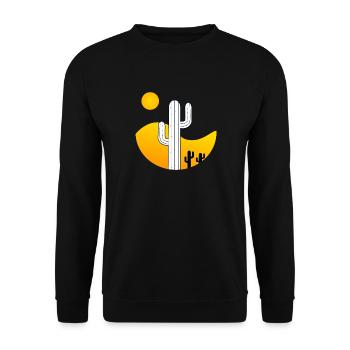 Dunkle Landschaft mit Kaktus - Unisex Pullover - Schwarz - Vorne - Alina (178cm) & Michal (187cm)