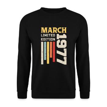 Mars 1977 - Cadeau anniversaire Mars 1977 Anniv - Sweat-shirt Unisexe - noir - Devant - Alina (178cm) & Michal (187cm)