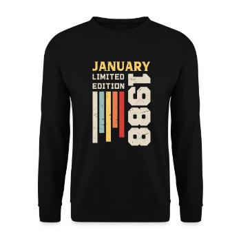 Janvier 1988 - Cadeau anniversaire Janvier 1988 - Sweat-shirt Unisexe - noir - Devant - Alina (178cm) & Michal (187cm)