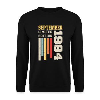 Septembre 1984 Cadeau anniversaire Septembre 1984 - Sweat-shirt Unisexe - noir - Devant - Alina (178cm) & Michal (187cm)