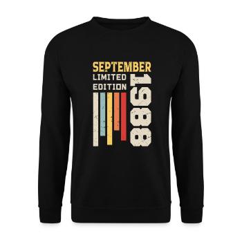Septembre 1988 Cadeau anniversaire Septembre 1988 - Sweat-shirt Unisexe - noir - Devant - Alina (178cm) & Michal (187cm)