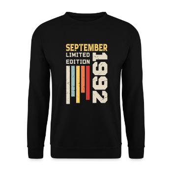 September 1992 Birthday Gift September 1992 - Unisex Sweatshirt - black - Front - Alina (178cm) & Michal (187cm)