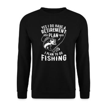 Retire Retirement I Plan Go Fishing Gift Idea - Unisex Sweatshirt - black - Front - Alina (178cm) & Michal (187cm)