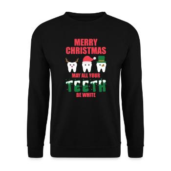 Joyeux Noël peut toutes vos dents dentaires blanches - Sweat-shirt Unisexe - noir - Devant - Alina (178cm) & Michal (187cm)