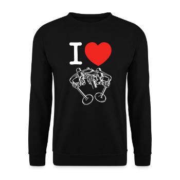 Ich liebe Desmo - ich liebe das Desmodromische - Unisex Pullover - Schwarz - Vorne - Alina (178cm) & Michal (187cm)