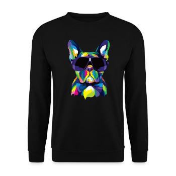Pop Art Französische Bulldogge Süßes Geschenk Pelz Mama Hund Papa - Unisex Pullover - Schwarz - Vorne - Alina (178cm) & Michal (187cm)