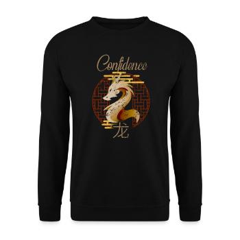 Chinesisches Tierkreiszeichen Tiere Astrologie Geometrisch Dragn A - Unisex Pullover - Schwarz - Vorne - Alina (178cm) & Michal (187cm)