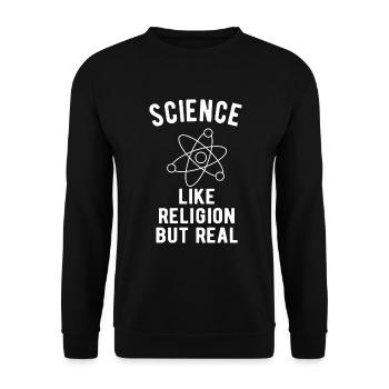 ATHEIST: Science - like religion but real - Unisex Sweatshirt - black - Front - Alina (178cm) & Michal (187cm)