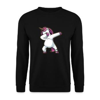 Dabbing unicorn cute cute dancing dab - Unisex Sweatshirt - black - Front - Alina (178cm) & Michal (187cm)
