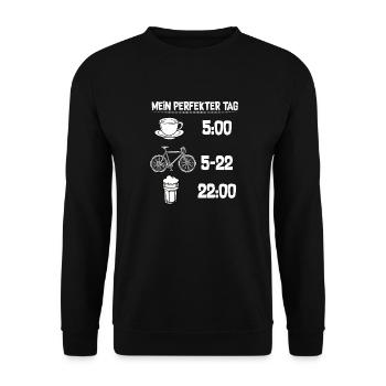 Mein Perfekter Tag Fahrrad Liebhaber Lustig Witzig - Unisex Pullover - Schwarz - Vorne - Alina (178cm) & Michal (187cm)