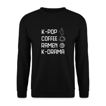 K-Pop Coffe Ramen K-Drama Korea coffee lovers - Unisex Sweatshirt - black - Front - Alina (178cm) & Michal (187cm)