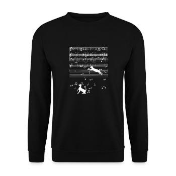 Katze Musik Notenschlüssel Tierliebhaber Süß - Unisex Pullover - Schwarz - Vorne - Alina (178cm) & Michal (187cm)