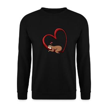 Sloth heart love animal lover relationship - Unisex Sweatshirt - black - Front - Alina (178cm) & Michal (187cm)