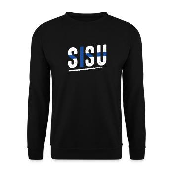 Sisu Finlande Drapeau Finlandais Vintage Team Sport - Sweat-shirt Unisexe - noir - Devant - Alina (178cm) & Michal (187cm)