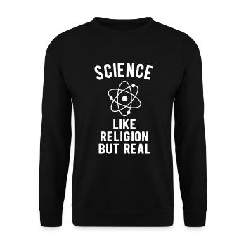ATHEIST: Science - like religion but real - Unisex Sweatshirt - black - Front - Alina (178cm) & Michal (187cm)