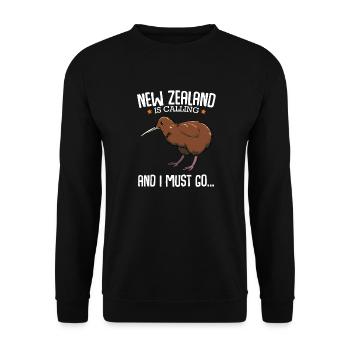 New Zealand Is Calling And I Must Go Kiwi City - Unisex Sweatshirt - black - Front - Alina (178cm) & Michal (187cm)