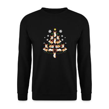 Welsh Corgi Weihnachtsbaum Hund Weihnachten - Unisex Pullover - Schwarz - Vorne - Alina (178cm) & Michal (187cm)