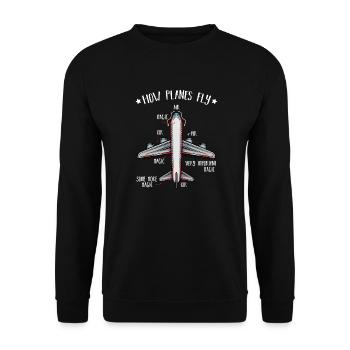 How Planes Fly Aerospace Engineering Degree - Unisex Sweatshirt - black - Front - Alina (178cm) & Michal (187cm)