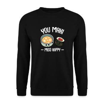 You Maki Miso Happy Sushi Cuisine japonaise - Sweat-shirt Unisexe - noir - Devant - Alina (178cm) & Michal (187cm)