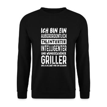 Grillen Grillmeister Spruch BBQ Lustiges Griller - Unisex Pullover - Schwarz - Vorne - Alina (178cm) & Michal (187cm)