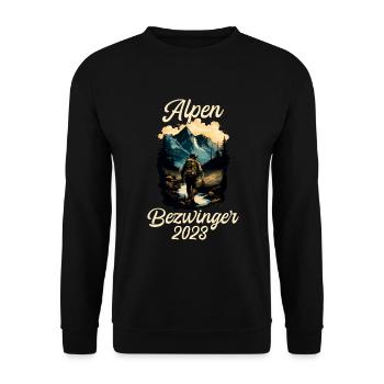 Alpenbezwinger 2023 Alpenüberquerung Finisher - Unisex Pullover - Schwarz - Vorne - Alina (178cm) & Michal (187cm)