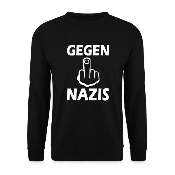 Gegen nazis - Unisex Pullover - Schwarz - Vorne - Alina (178cm) & Michal (187cm)