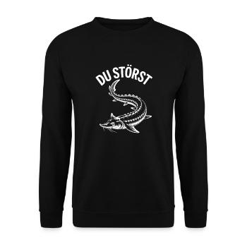 Stör angeln Sportfischen - Du störst - Unisex Pullover - Schwarz - Vorne - Alina (178cm) & Michal (187cm)