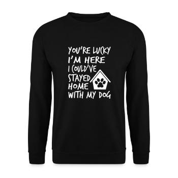 Stayed Home With My Dog - Unisex Pullover - Schwarz - Vorne - Alina (178cm) & Michal (187cm)