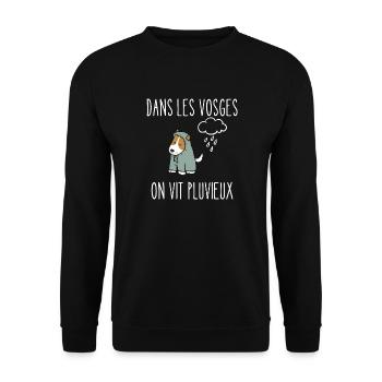 dans les vosges on vit pluvieux - Sweat-shirt Unisexe - noir - Devant - Alina (178cm) & Michal (187cm)