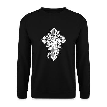 Vieille croix avec une rose avec des épines - Sweat-shirt Unisexe - noir - Devant - Alina (178cm) & Michal (187cm)