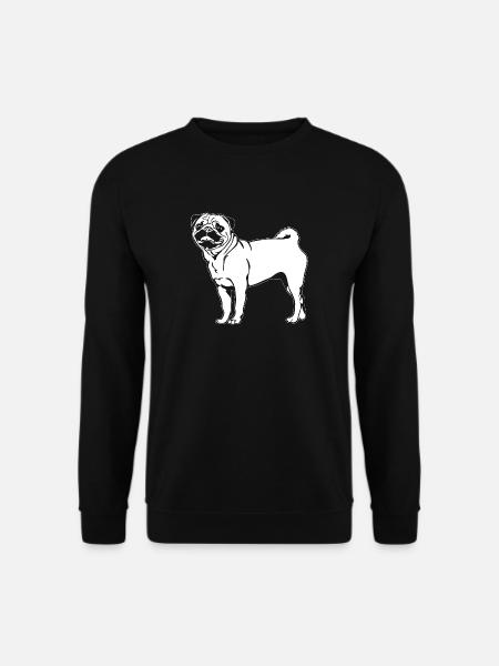 Mops lustige Hunde Hund Portrait Wilsigns - Unisex Pullover - Schwarz