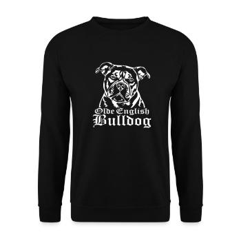 Olde English Bulldog Hunde Hund Wilsigns - Unisex Pullover - Schwarz - Vorne - Alina (178cm) & Michal (187cm)