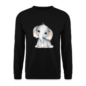 Baby Elephant Funny Sweet T-shirt Gift Idea - Unisex Sweatshirt - black - Front - Alina (178cm) & Michal (187cm)
