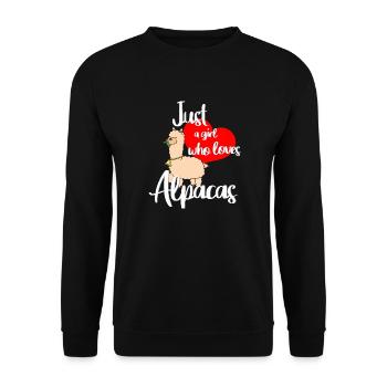 Just a girl who loves alpacas. - Unisex Pullover - Schwarz - Vorne - Alina (178cm) & Michal (187cm)