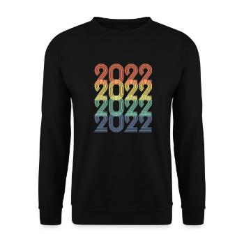 Cool Retro 2022, 1 Jahr, Kinder zum 1. Geburtstag - Unisex Pullover - Schwarz - Vorne - Alina (178cm) & Michal (187cm)