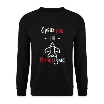j'peux pas j'ai modélisme - Sweat-shirt Unisexe - noir - Devant - Alina (178cm) & Michal (187cm)