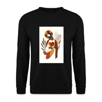 Jesus Canvas Print, Digitaler Download, Neutrale - Unisex Pullover - Schwarz - Vorne - Alina (178cm) & Michal (187cm)