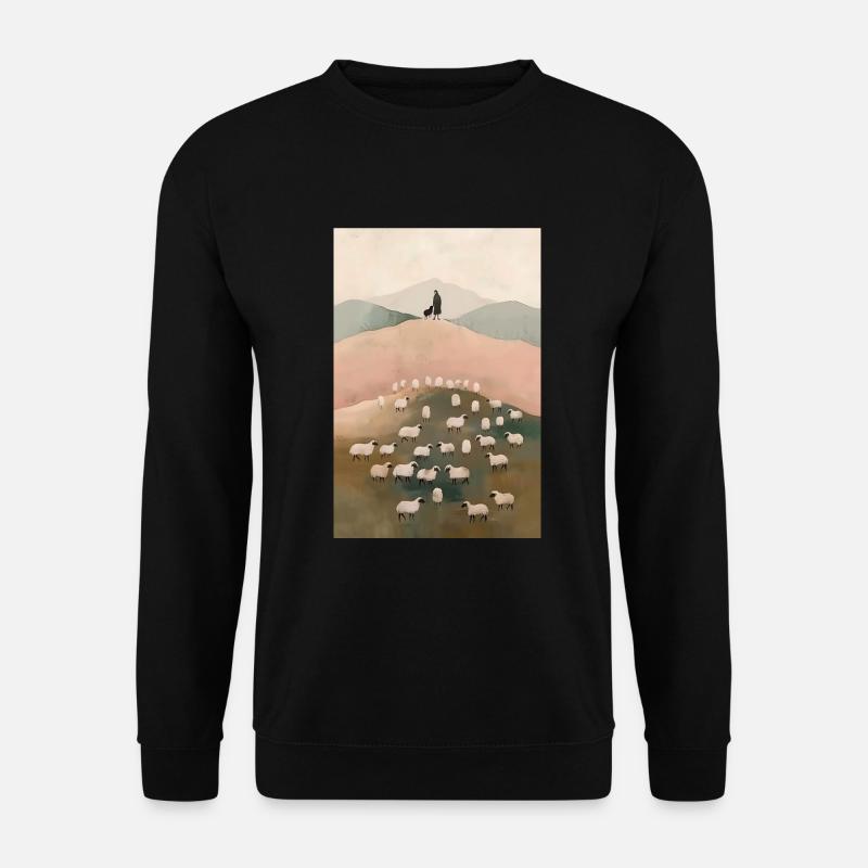 Jesus Verlässt Die 99, Christliche Wandkunst, - Unisex Pullover - Schwarz