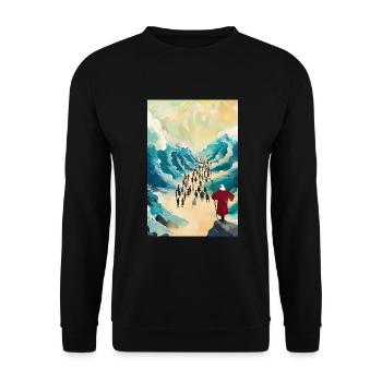 w6 Moses Moses Parting The Red Sea 3 Pieces, Digit - Unisex Sweatshirt - black - Front - Alina (178cm) & Michal (187cm)