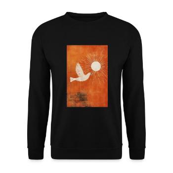 Minimalistische Taube Wandkunst Moderne - Unisex Pullover - Schwarz - Vorne - Alina (178cm) & Michal (187cm)