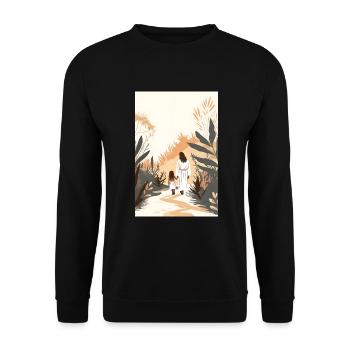 Komm Folge Mir, Kommunion Kunst, Jesus Christus, - Unisex Pullover - Schwarz - Vorne - Alina (178cm) & Michal (187cm)