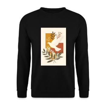 Œuvre d’art de colombe rurale, Boho spirituel, - Sweat-shirt Unisexe - noir - Devant - Alina (178cm) & Michal (187cm)