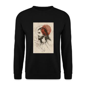 Contemporary Minimalist Jesus - Unisex Sweatshirt - black - Front - Alina (178cm) & Michal (187cm)