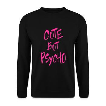 Cute But Psycho - Horror Motiv in Pink - Unisex Pullover - Schwarz - Vorne - Alina (178cm) & Michal (187cm)