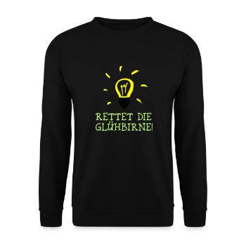 Rettet die Glühbirne! - Save the Bulb! - Unisex Pullover - Schwarz - Vorne - Alina (178cm) & Michal (187cm)
