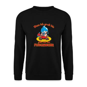 Groß bin zur Feuerwehr - RAHMENLOS Baby - Unisex Pullover - Schwarz - Vorne - Alina (178cm) & Michal (187cm)