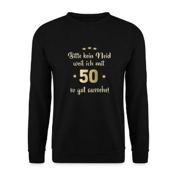 Bitte nur kein Neid 50 - Unisex Pullover - Schwarz - Vorne - Alina (178cm) & Michal (187cm)