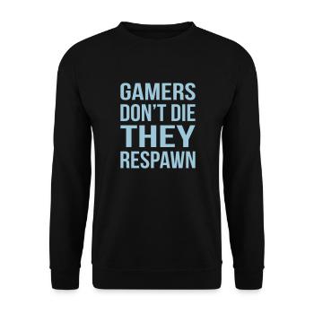 Gamers Don't Die Respawn - Unisex Pullover - Schwarz - Vorne - Alina (178cm) & Michal (187cm)