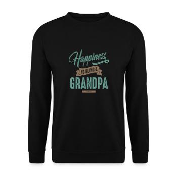 Happiness Grandpa - Unisex Sweatshirt - black - Front - Alina (178cm) & Michal (187cm)