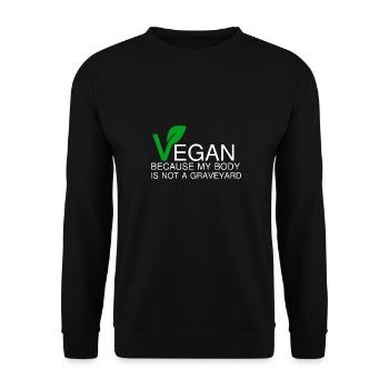 VEGAN PARCE QUE MON CORPS N'EST PAS UN JARDIN - Sweat-shirt Unisexe - noir - Devant - Alina (178cm) & Michal (187cm)